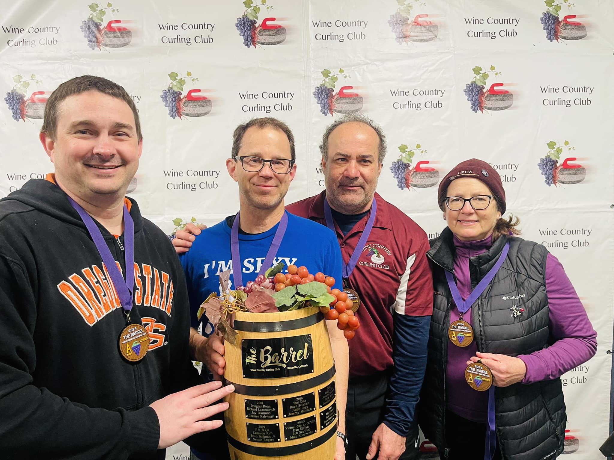 2024 Barrel Winners: Team Hit and row, row, row your boat: Camren Spangler, Steve Sampson, Bob Seyfried, Mary Roberts, Nancy Cochrane (not pictured)